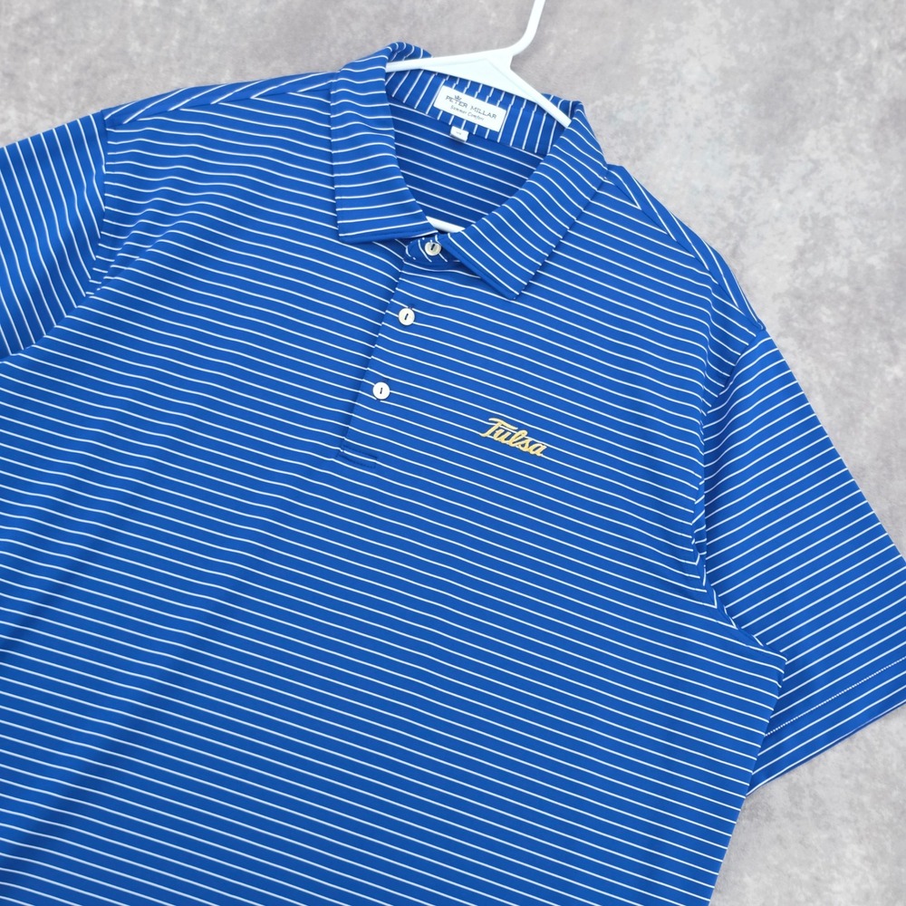 Peter Millar Summer Comfort Tulsa Polo Shirt Mens XL Blue Striped Performance